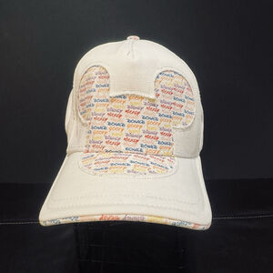 Vtg Mickey Mouse Disney Parks White Hat/Cap Multi Color Print Adjustable Retro